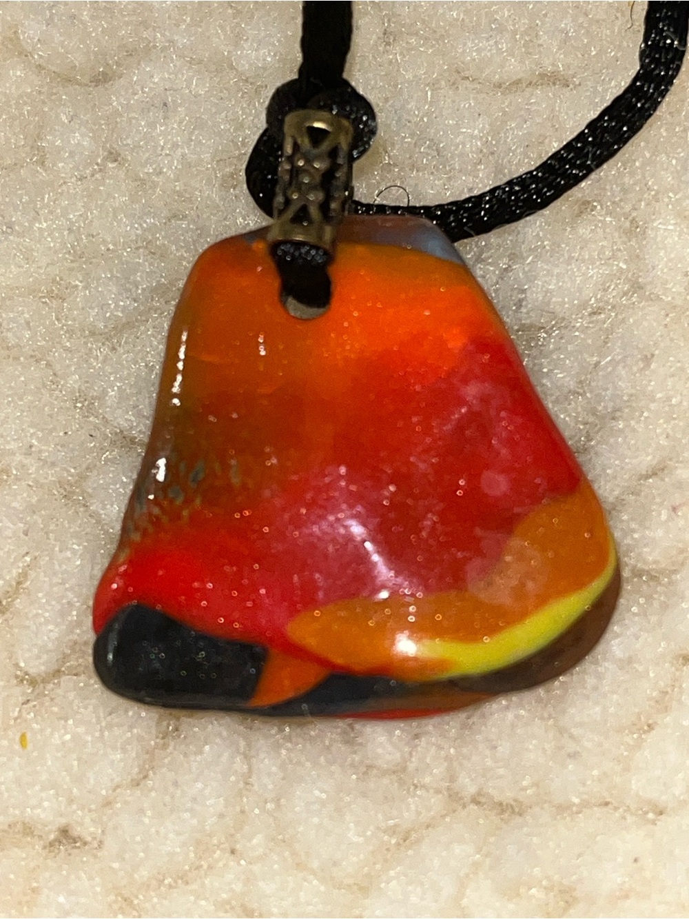 One of a Kind Handmade Reversible Abstract Statement Pendant Necklace